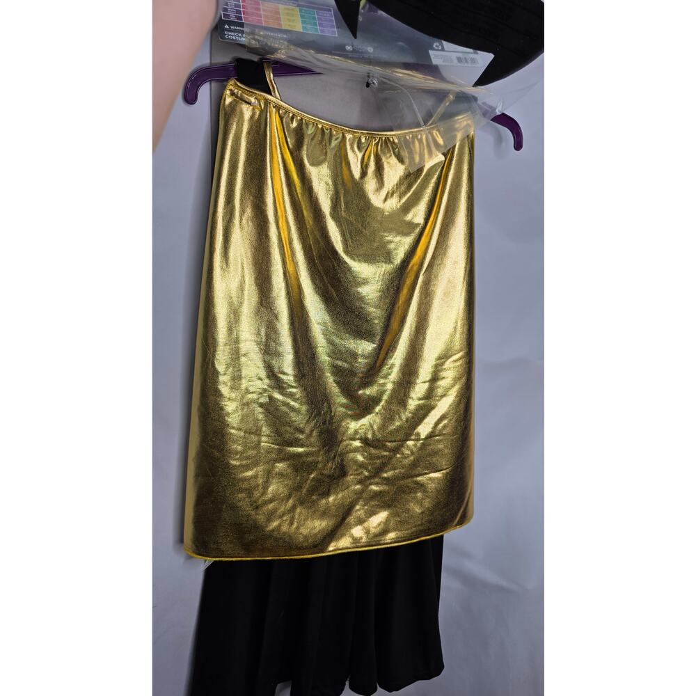 DC Batgirl Costume Women's Large 12-14 Black Gold Dress Cape Mask 3 Pc - Picture 12 of 12